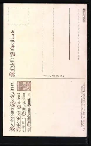 Künstler-AK Landshut, Einzug Herzog Georgs des Reichen 1475, Brauteinholung, Landsknechte