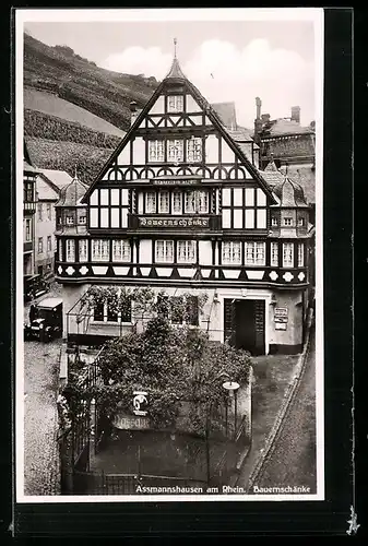 AK Assmannshausen am Rhein, Gasthaus historische alte Bauernschänke