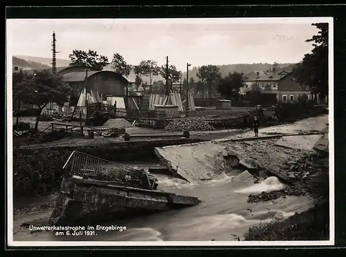 AK Wittichstal, Brückeneinsturz nach Unwetterkatastrophe am 6.7.1931