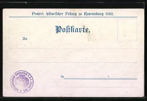 Künstler-AK Ravensburg, Project. historischer Festzug 1902, Welfenzeit