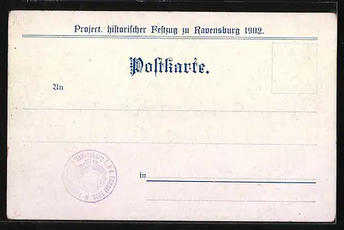 AK Ravensburg, Project. histor. Festzug 1902, No. 2, Pfahlbauern