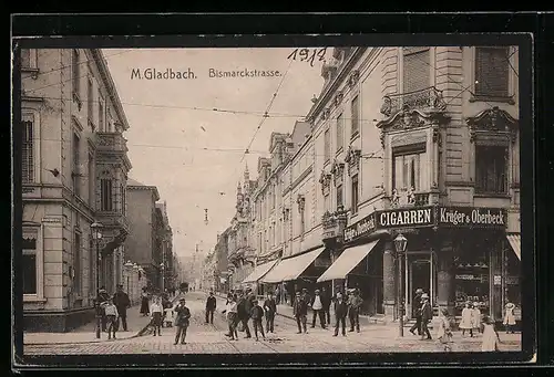 AK M. Gladbach, Cigarren Geschäft Krüger & Oberbeck in der Bismarckstrasse