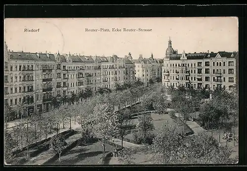 AK Berlin-Rixdorf, Blick auf den Reuter-Platz, Ecke Reuter-Strasse