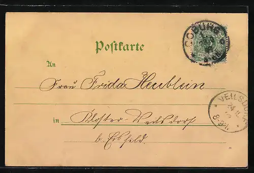 Mondschein-Lithographie Coburg, Blick auf Steinweg u. Spitalthurm