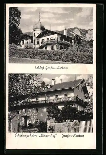 AK Grafen-Aschau, Blick auf Erholungsheim Lindenhof und Schloss
