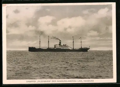 AK Hamburg, Passagierschiff Oldenburg der Hamburg-Amerika Linie in Fahrt