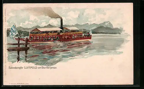 Künstler-AK Starnberg, Salondampfer Luitpold am Starnberger See
