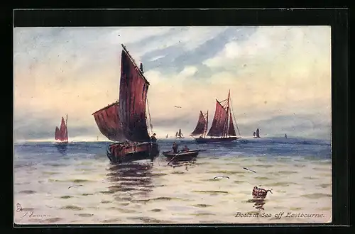 Künstler-AK Raphael Tuck & Sons Nr. 6277: Eastburne, Boats at Sea off Eastburne