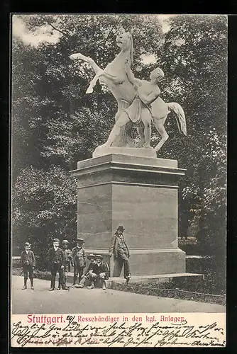 AK Stuttgart, Rossebändiger in den kgl. Anlagen