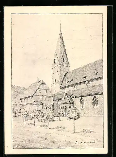Künstler-AK Geislingen an der Steige, An der Kirche