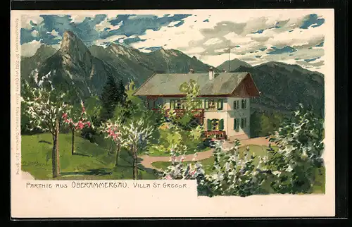 Künstler-AK Zeno Diemer: Oberammergau, Villa St. Gregor
