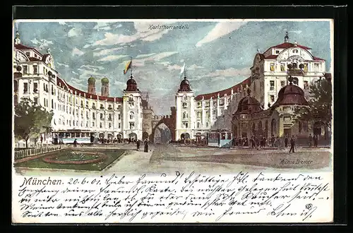 Künstler-AK Zeno Diemer: München, Am Karlsthorrondell