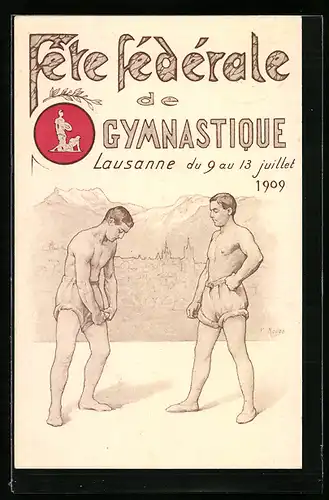 AK Lausanne, Fete-Fédérale de Gymnastique 1909, Schwinger bei Wettkampf