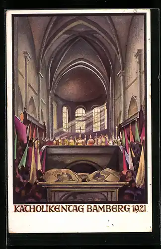 AK Bamberg, Katholikentag 1921, Messe im inneren der Kirche