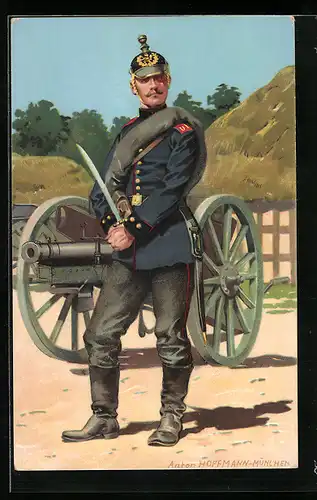 Künstler-AK Anton Hoffmann - München: Sächsischer Artillerist