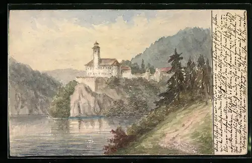 Künstler-AK Handgemalt: Schönbühel, Ansicht des Klosters