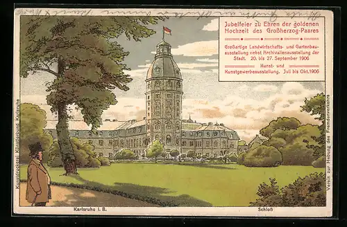 Künstler-AK Karlsruhe i. B., Schloss