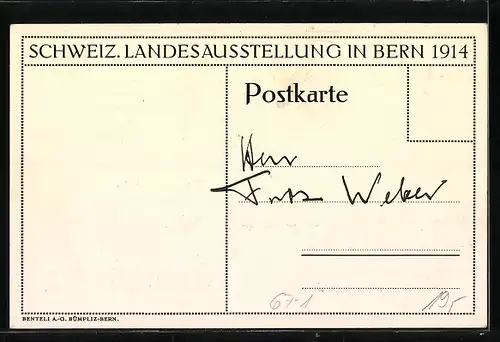 Künstler-AK Bern, Schweiz. Landesausstellung 1914, Restaurant Cerevisia d. Schweiz. Brauereien