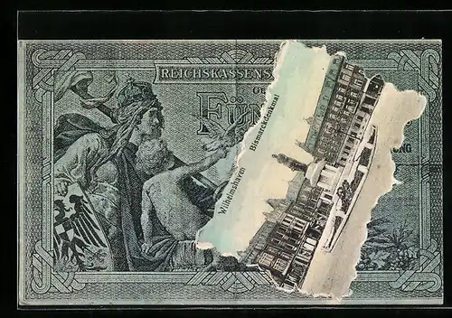 AK Wilhelmshaven, Bismarckdenkmal, Geld