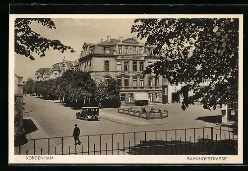 AK Nordenham, Bahnhofstrasse mit Geschäftshaus Theodor Schmidt aus der Vogelschau