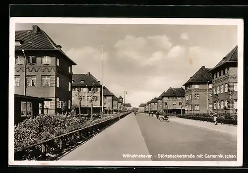 AK Wilhelmshaven, Störtebeckerstrasse mit Gartenhäuschen