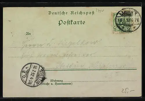 Vorläufer-Lithographie Lübeck, 1892, Gasthaus Rathsweinkeller E. Selig, Innenansichten mit Buffet