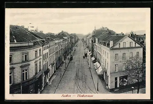 AK Aachen, Hochstrasse mit Sparkasse und Geschäft