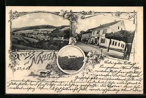 AK Nazza, Gasthaus Haineck, Ortsansicht