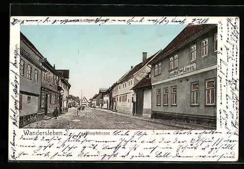 Goldfenster-AK Wandersleben, Gasthof zum Löwen, Hauptstrasse