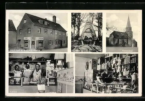 AK Windischholzhausen, Bäckerie und Kolonialwaren, Kirche, Ehrenmal