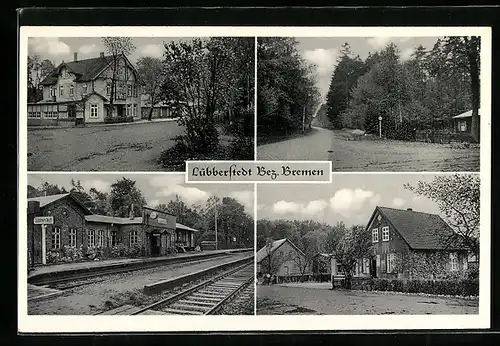 AK Lübberstedt /Bez. Bremen, Bahnhof, Strassenpartien im Ort