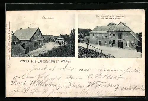 AK Deichshausen /Oldbg., Gastwirtschaft Zur Erholung v. Burkhard Müller, Ortsansicht