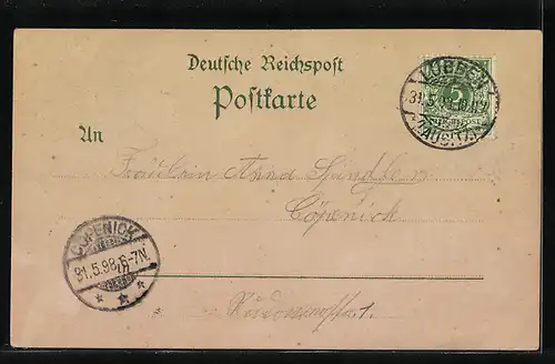Lithographie Lübben i. L., Mundts Hotel, Jägerkaserne, Landhaus, Hauptkirche