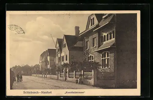 AK Schlebusch-Manfort, Blick in die Kunstfeldstrasse