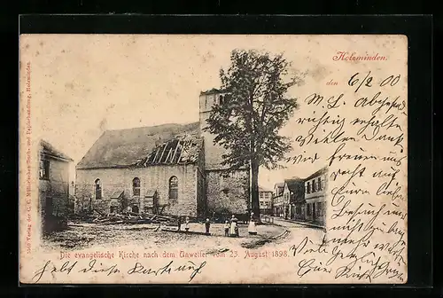 AK Holzminden, Die evangelische Kirche nach dem Unwetter 1898