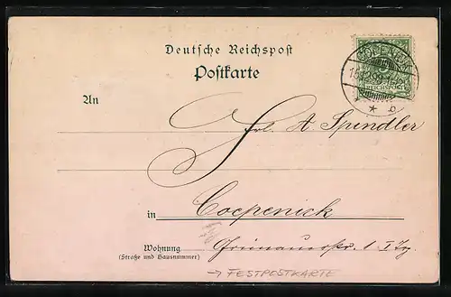 AK Berlin-Köpenick, Cöpenick, Festpostkarte, 150-Jähr. Jubelfeier des Seminars 1898, Joh. Jul. Hecker