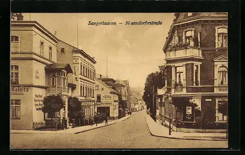 AK Sangerhausen, Neuendorferstrasse mit Hotel-Restaurant Thüringer Hof