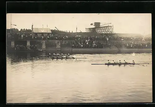 Foto-AK Karlsruhe, Ruderregatta 1921, Vierer mit Steuermann