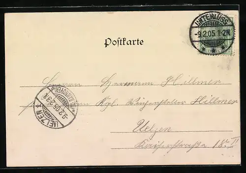 AK Unterlüss, Hubach`s Gasthof, Kurhotel und Geschäftshaus W. Völker