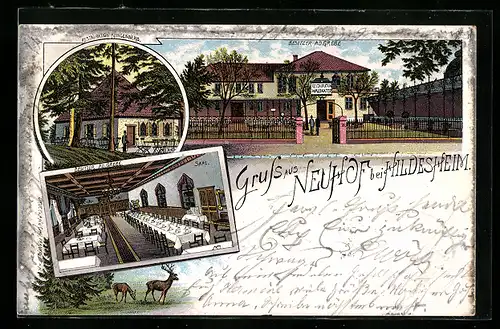 Lithographie Neuhof b. Hildesheim, Restaurant Klingenberg und Restaurant Waldkater