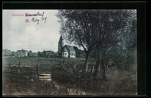 AK Niendorf / Ostsee, Blick zur Kirche