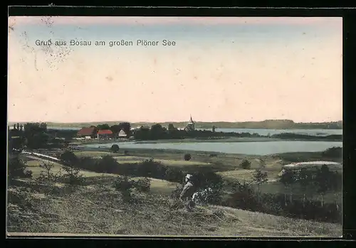 AK Bosau, Ortsansicht und Gr. Plöner See