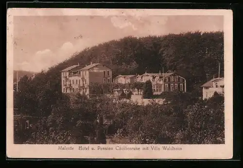 AK Malente, Hotel und Pension Cäcilienruhe mit Villa Waldheim