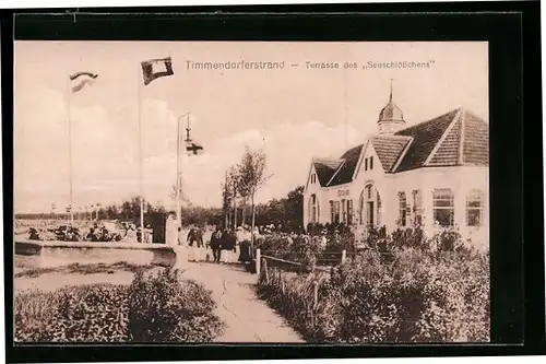 AK Timmendorfer Strand / Ostsee, Terrasse des Restaurants Seeschlösschen