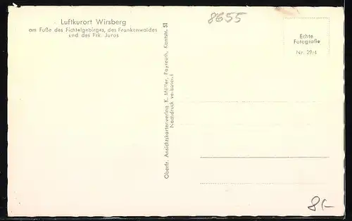 AK Wirsberg / Ofr., Hotel Post