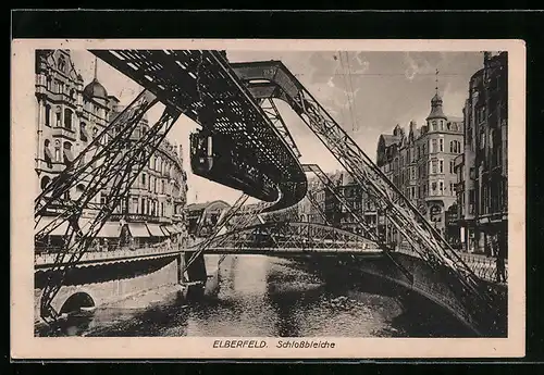 AK Elberfeld, Schlossbleiche mit Schwebebahn