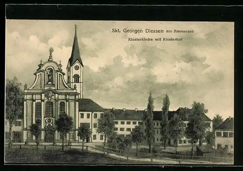 AK Diessen am Ammersee, Klosterkirche St. Georgen mit Klosterhof