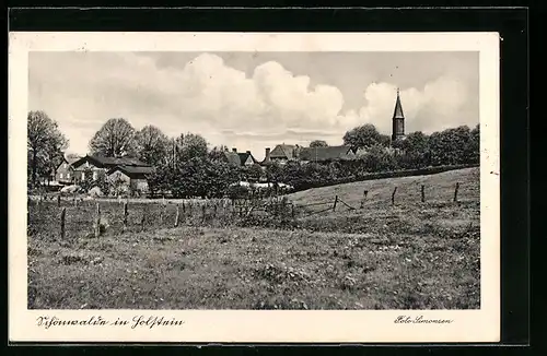 AK Schönwalde / Holst., Ortsansicht mit Kirche