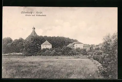 AK Oldenburg i. Holst., Kirche mit Volksschule