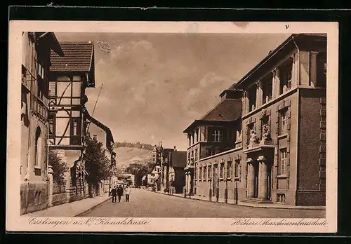 AK Esslingen a. N., Kanalstrasse und Höhere Maschinenbauschule